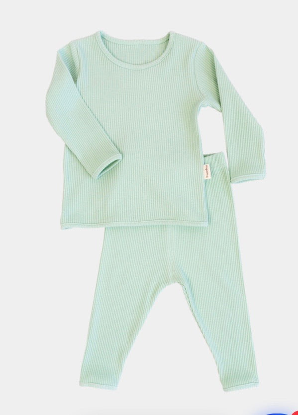 Name & EST Mint Ribbed lounge set