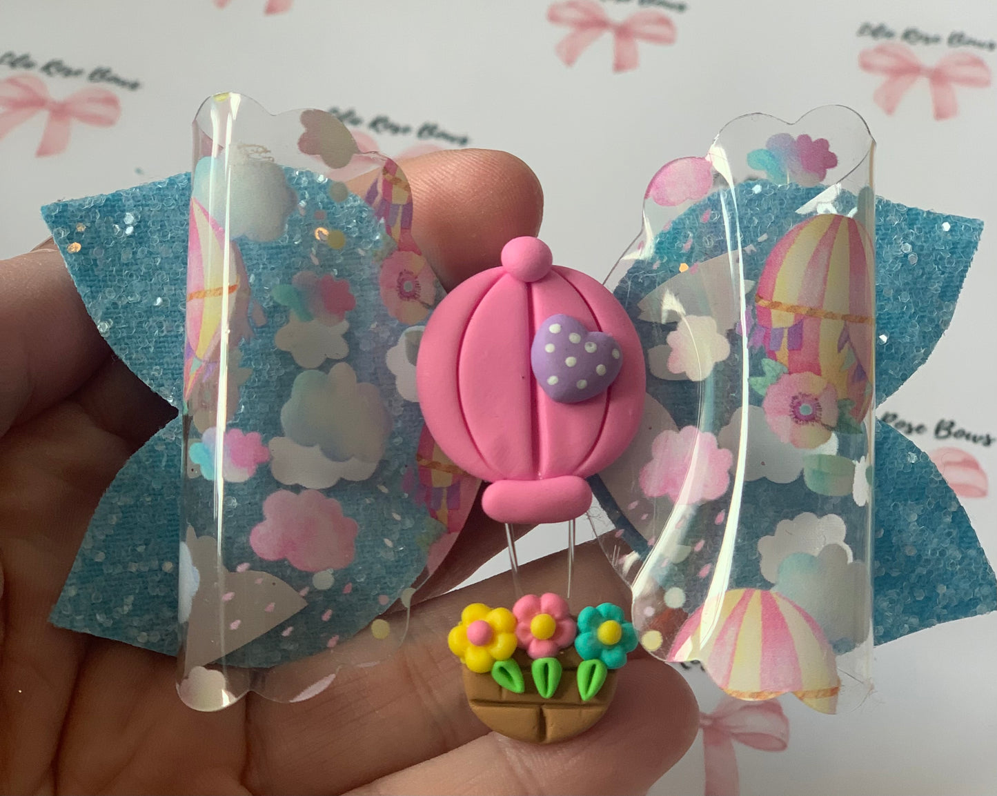Deluxe Hot air balloon transparent bow