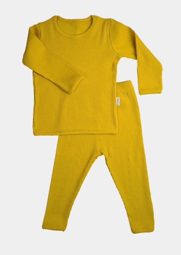 Mustard Ribbed lounge set