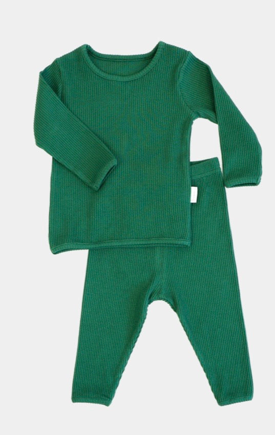 Name & EST Forest Green Ribbed lounge set