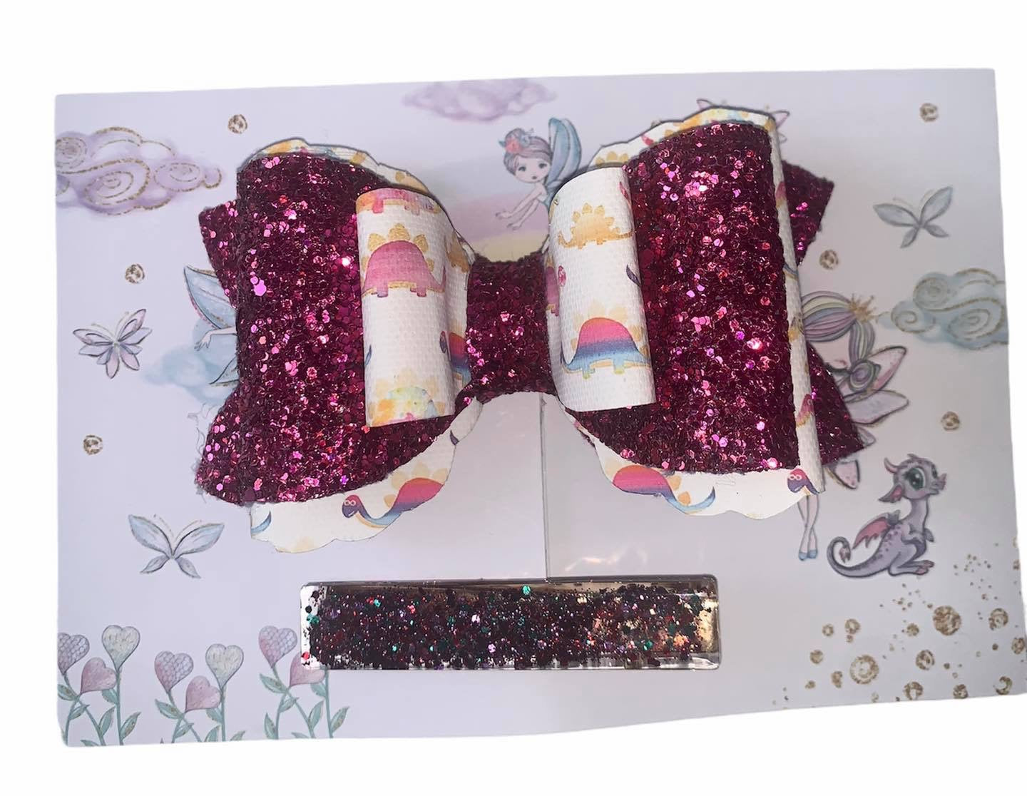 Deluxe dinosaur bow and Clip Set