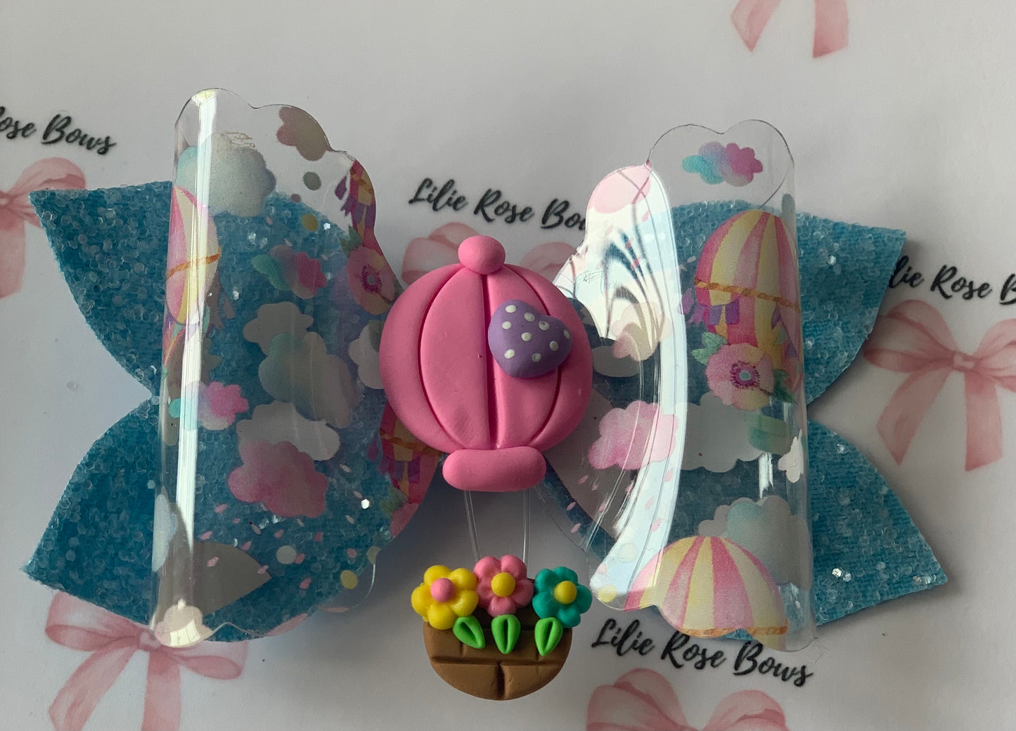 Deluxe Hot air balloon transparent bow