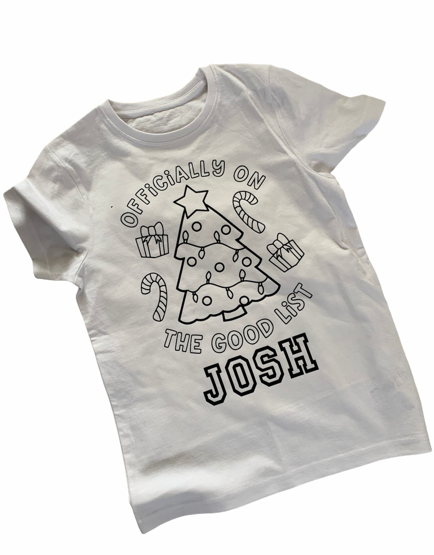 Personalised On the good list Christmas colour your own t-shirt
